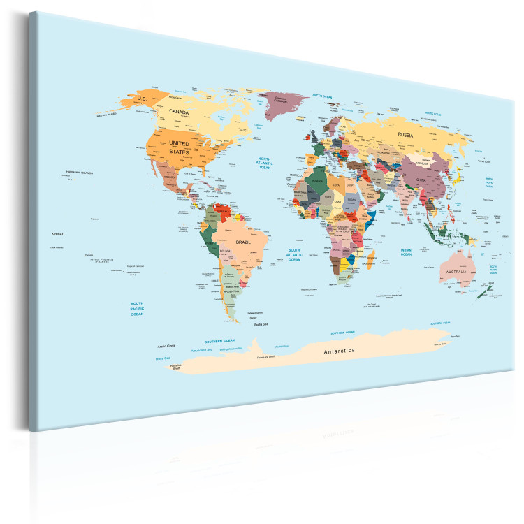 Canvas Print The world in a nutshell - colourful graphics with countries and cities 90230 additionalImage 2