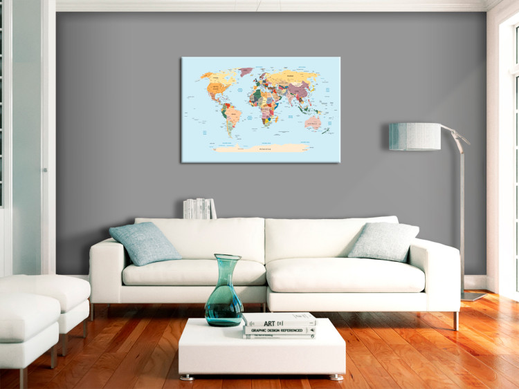 Canvas Print The world in a nutshell - colourful graphics with countries and cities 90230 additionalImage 3