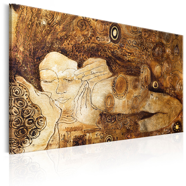 Canvas Print Golden Kiss (1-piece) - Couple in Love in Art Nouveau Style 93830 additionalImage 2