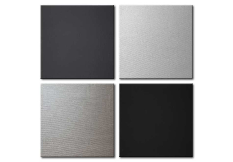 Canvas Art Print Dark Quartet (4-piece) - Gray Industrial-style Abstraction 93930