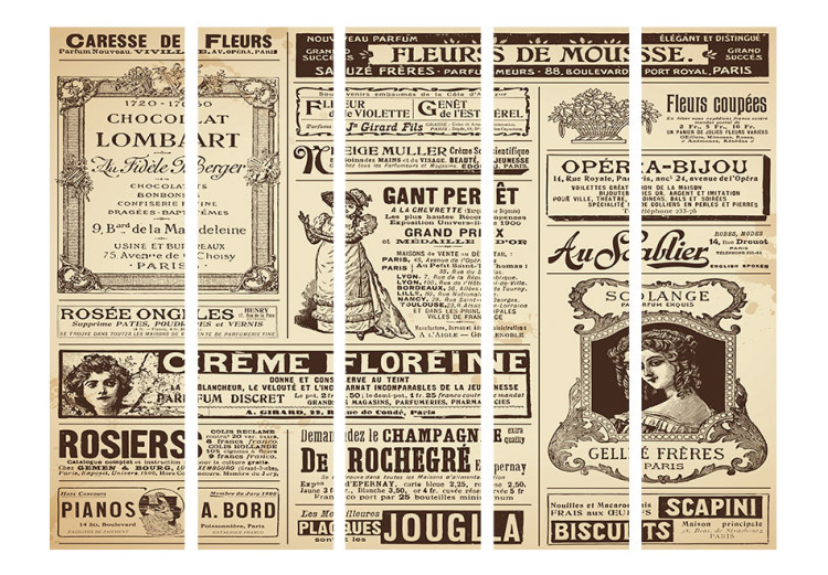 Folding Screen Vintage Magazines II - magazine with French writings in retro motif 95330 additionalImage 3