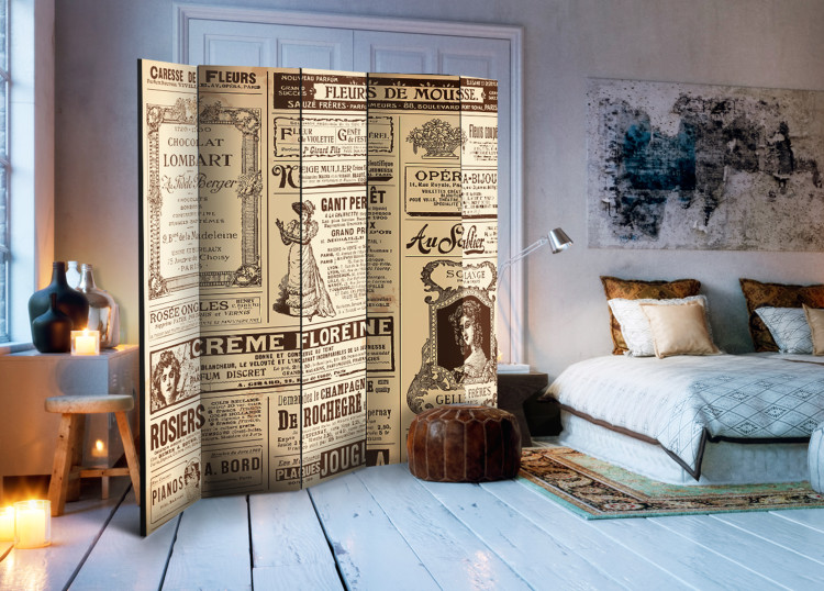 Folding Screen Vintage Magazines II - magazine with French writings in retro motif 95330 additionalImage 4