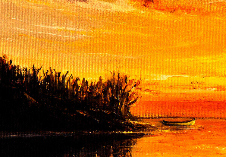 Canvas Print Orange Lake (1-part) - Boat Against Romantic Sunset 95530 additionalImage 5