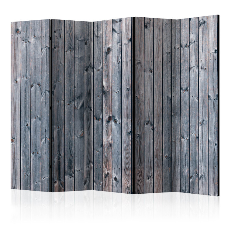 Room Divider Screen Rustic Elegance II - wooden texture with a dark gray motif 95630
