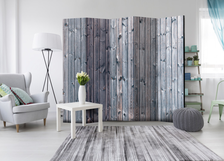 Room Divider Screen Rustic Elegance II - wooden texture with a dark gray motif 95630 additionalImage 4