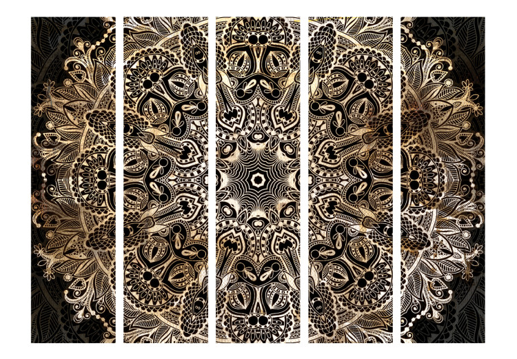 Room Separator Exotic Finesse II - light beige oriental mandala on black background 97930 additionalImage 3