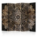 Room Separator Exotic Finesse II - light beige oriental mandala on black background 97930