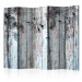 Folding Screen Rustic Planks II - texture of wooden planks with bird motif 107640