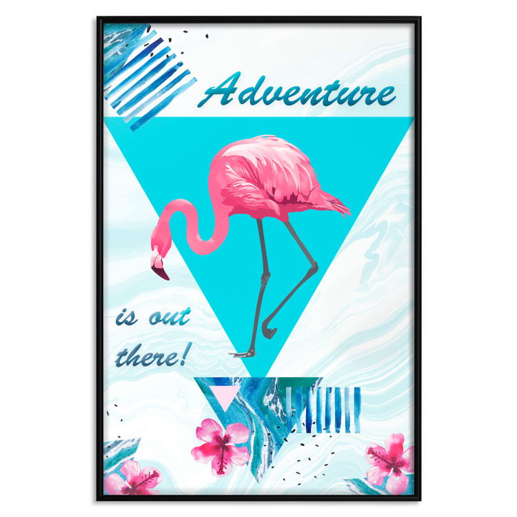 Poster Adventure is out there! - geometric abstraction with a pink bird 114440 additionalImage 18