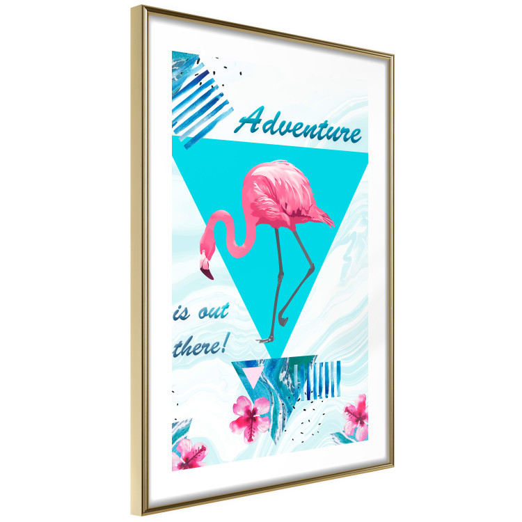 Poster Adventure is out there! - geometric abstraction with a pink bird 114440 additionalImage 8