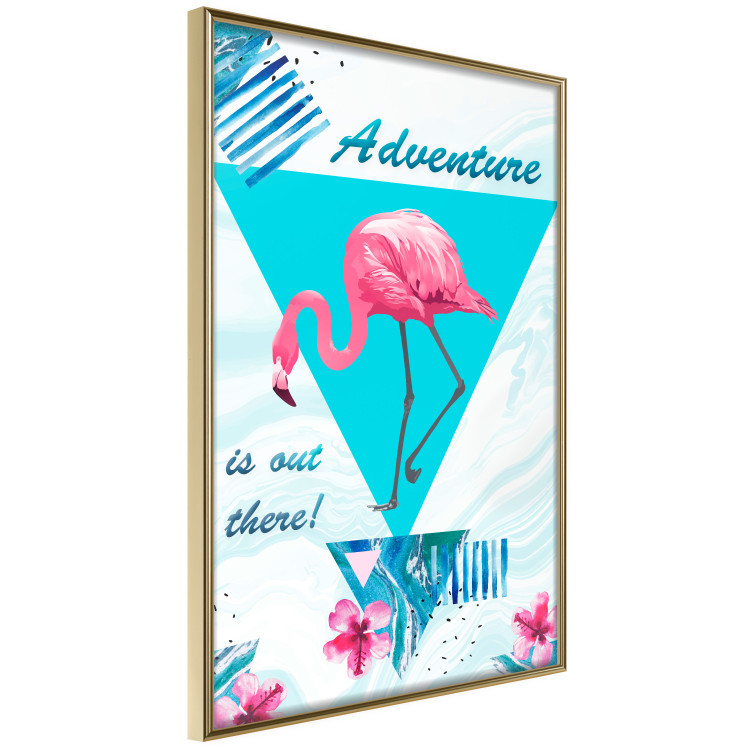 Poster Adventure is out there! - geometric abstraction with a pink bird 114440 additionalImage 14
