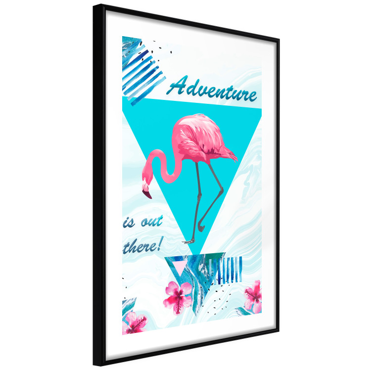 Poster Adventure is out there! - geometric abstraction with a pink bird 114440 additionalImage 11