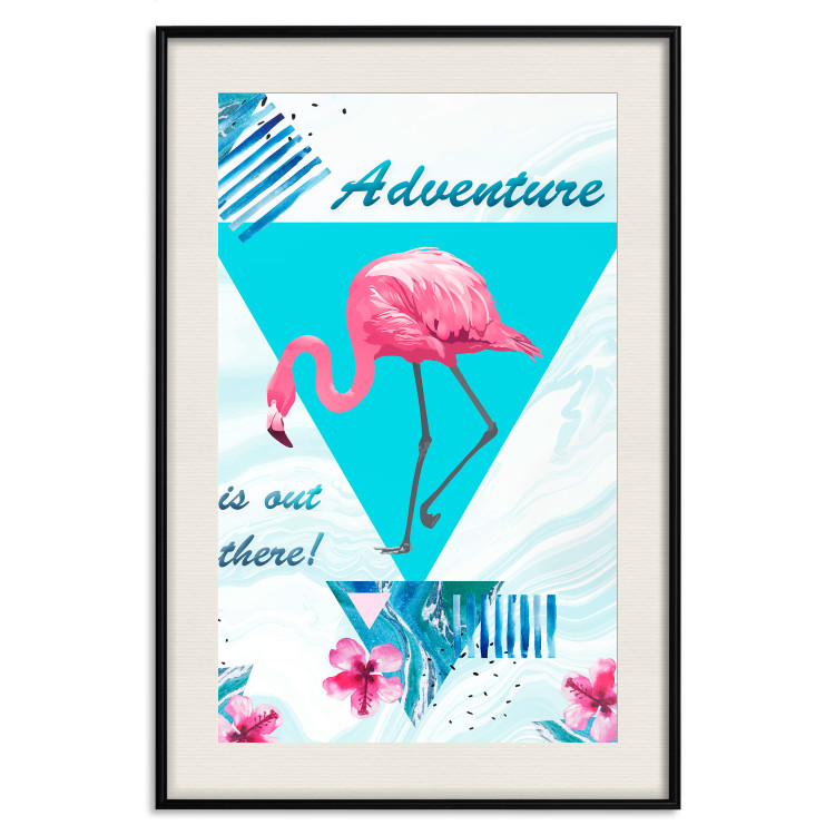 Poster Adventure is out there! - geometric abstraction with a pink bird 114440 additionalImage 18