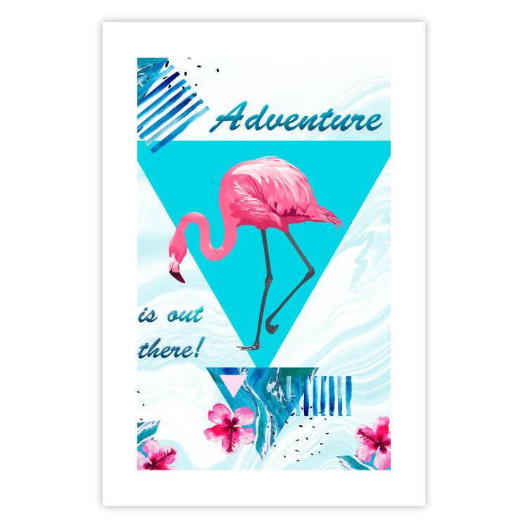 Poster Adventure is out there! - geometric abstraction with a pink bird 114440 additionalImage 25