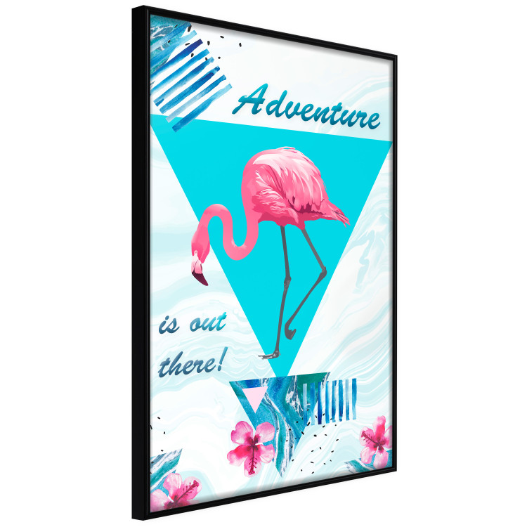Poster Adventure is out there! - geometric abstraction with a pink bird 114440 additionalImage 12