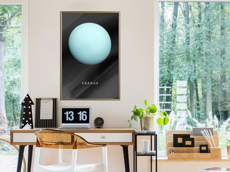 Poster Uranus - blue planet and English text against a dark space backdrop 116740 additionalImage 5
