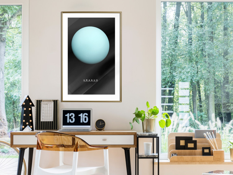 Poster Uranus - blue planet and English text against a dark space backdrop 116740 additionalImage 13