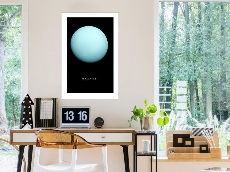 Poster Uranus - blue planet and English text against a dark space backdrop 116740 additionalImage 2