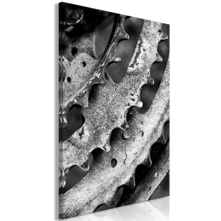 Canvas Metal gears - closeup on monochrome retro machinery 117740 additionalImage 2