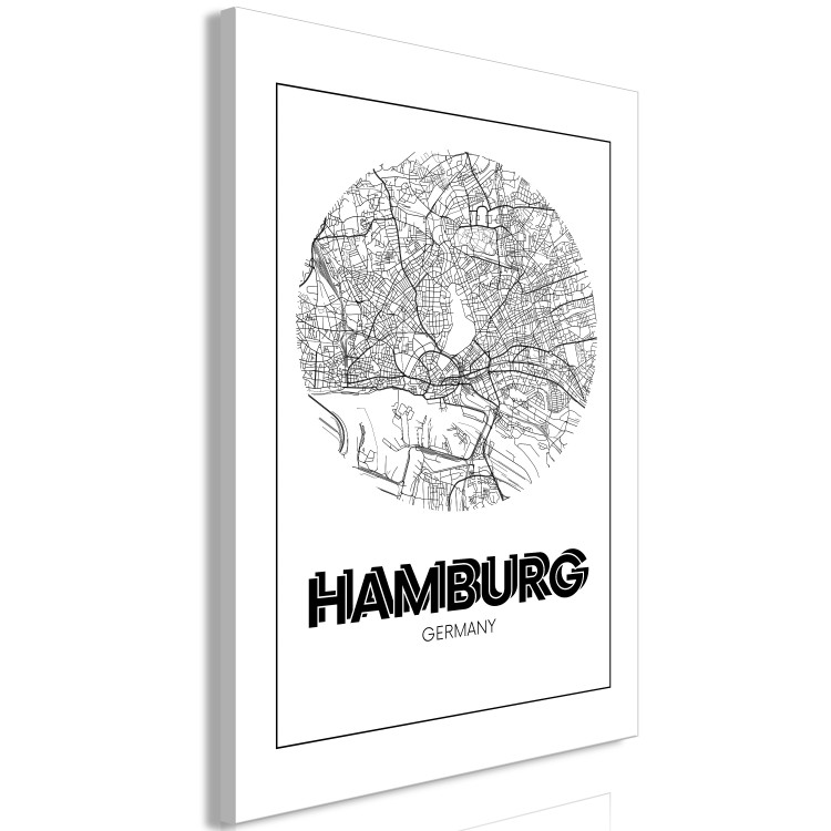 Canvas Hamburg - a minimalistic black and white map of the German city 118440 additionalImage 2