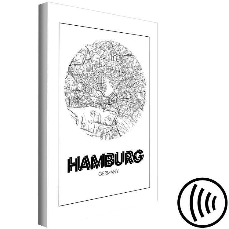 Canvas Hamburg - a minimalistic black and white map of the German city 118440 additionalImage 6