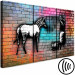 Canvas Print Zebra washing - street art graphics on an abstract, colorful brick 118540 additionalThumb 6