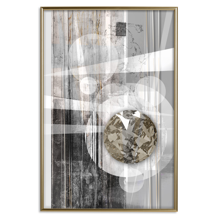 Poster Silver Symmetry - industrial abstraction with a sphere on an irregular background 118940 additionalImage 26