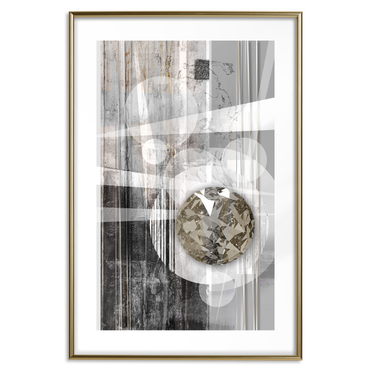 Poster Silver Symmetry - industrial abstraction with a sphere on an irregular background 118940 additionalImage 16