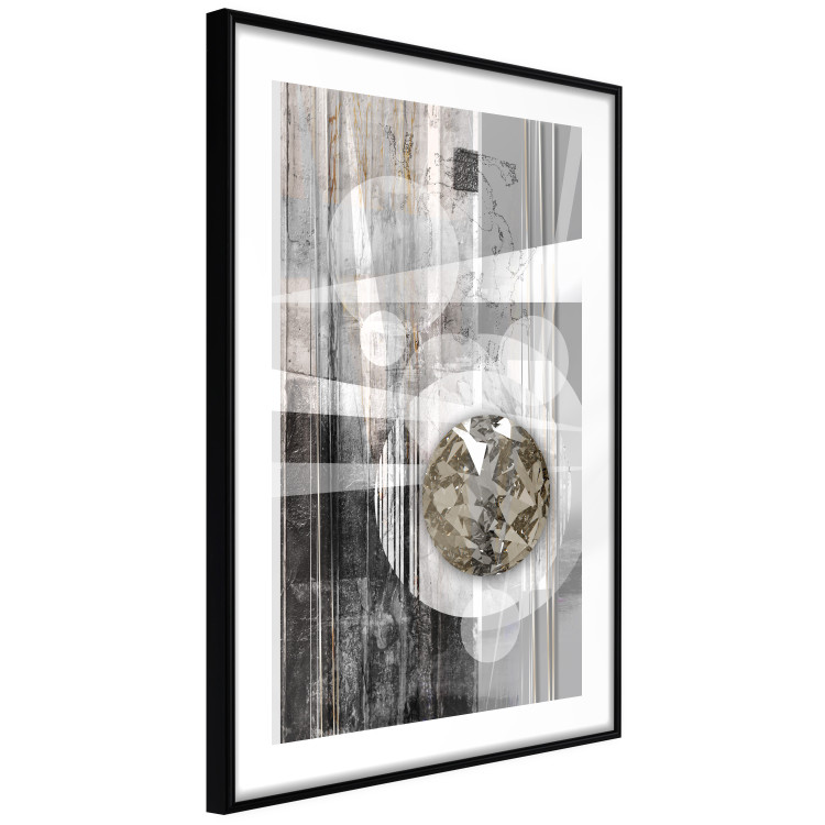 Poster Silver Symmetry - industrial abstraction with a sphere on an irregular background 118940 additionalImage 13