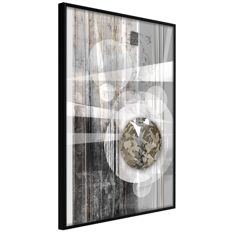 Poster Silver Symmetry - industrial abstraction with a sphere on an irregular background 118940 additionalImage 10