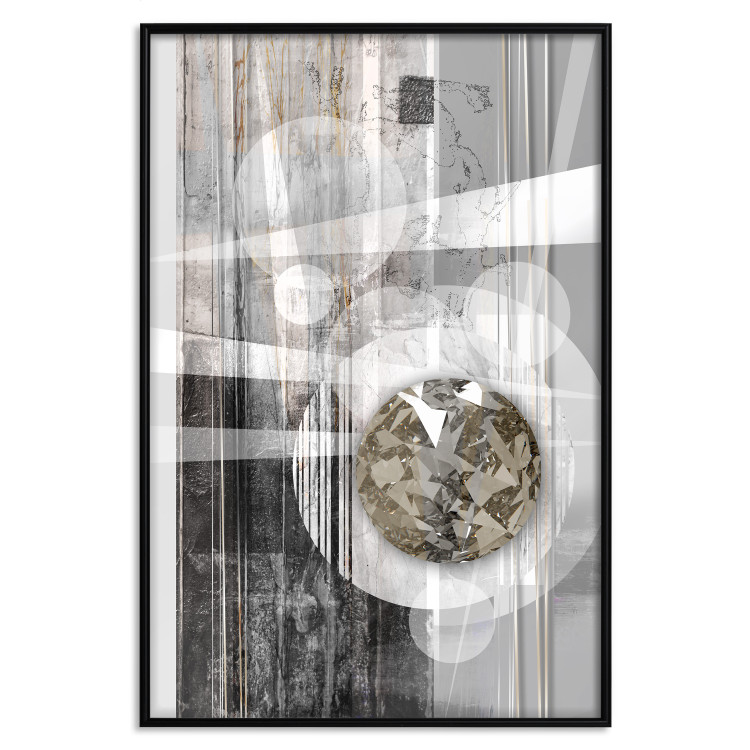 Poster Silver Symmetry - industrial abstraction with a sphere on an irregular background 118940 additionalImage 24