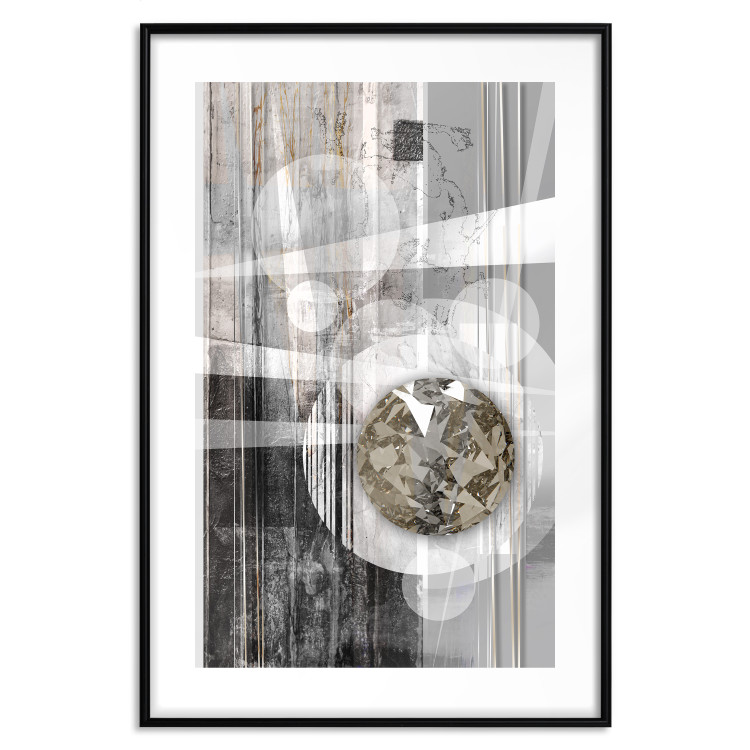 Poster Silver Symmetry - industrial abstraction with a sphere on an irregular background 118940 additionalImage 27