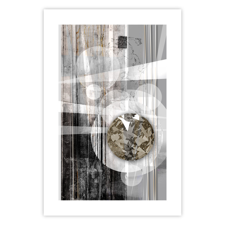 Poster Silver Symmetry - industrial abstraction with a sphere on an irregular background 118940 additionalImage 25