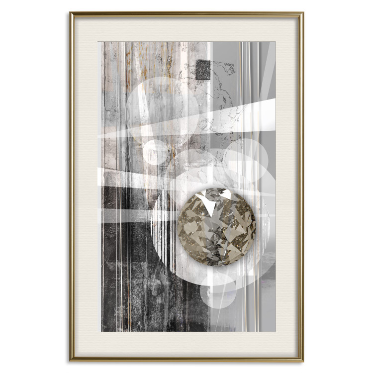 Poster Silver Symmetry - industrial abstraction with a sphere on an irregular background 118940 additionalImage 22