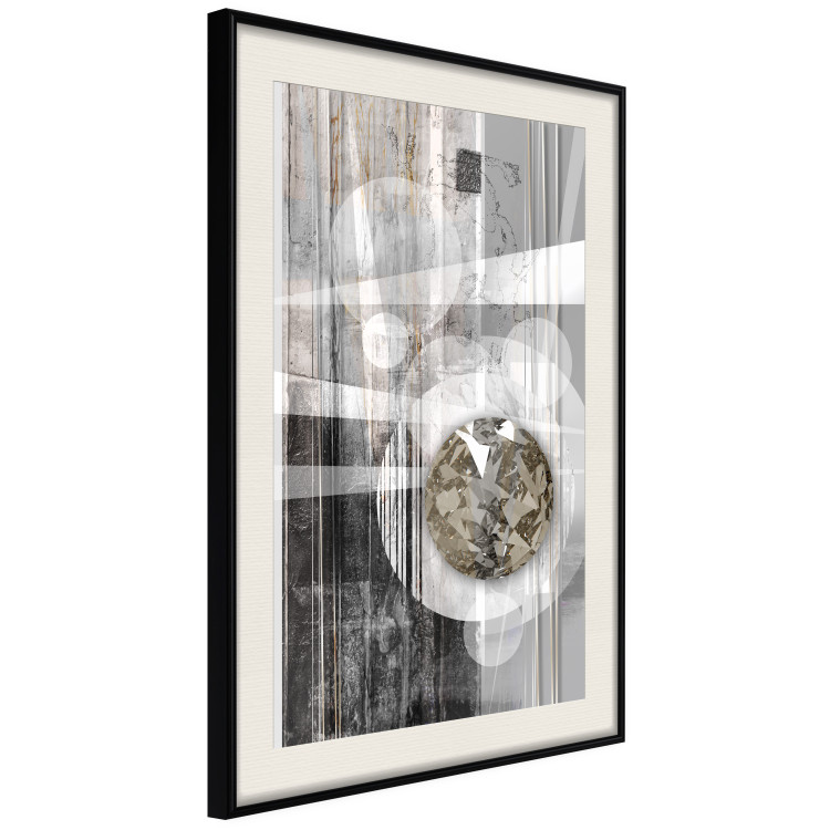 Poster Silver Symmetry - industrial abstraction with a sphere on an irregular background 118940 additionalImage 3