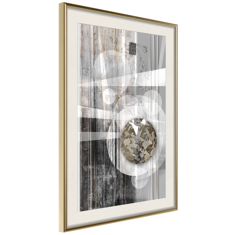 Poster Silver Symmetry - industrial abstraction with a sphere on an irregular background 118940 additionalImage 2