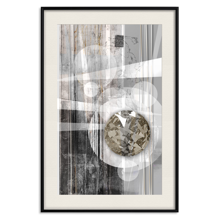 Poster Silver Symmetry - industrial abstraction with a sphere on an irregular background 118940 additionalImage 21