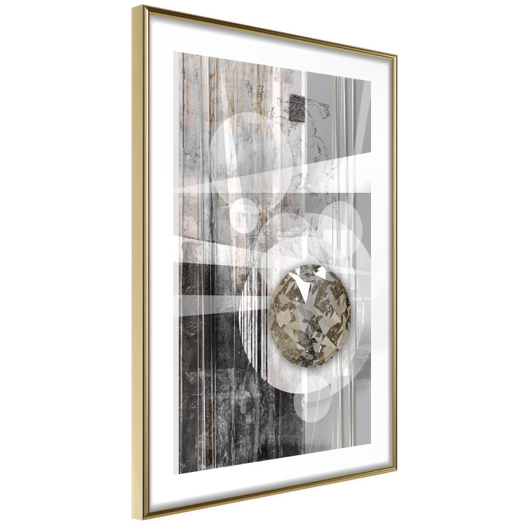 Poster Silver Symmetry - industrial abstraction with a sphere on an irregular background 118940 additionalImage 8