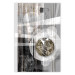 Poster Silver Symmetry - industrial abstraction with a sphere on an irregular background 118940