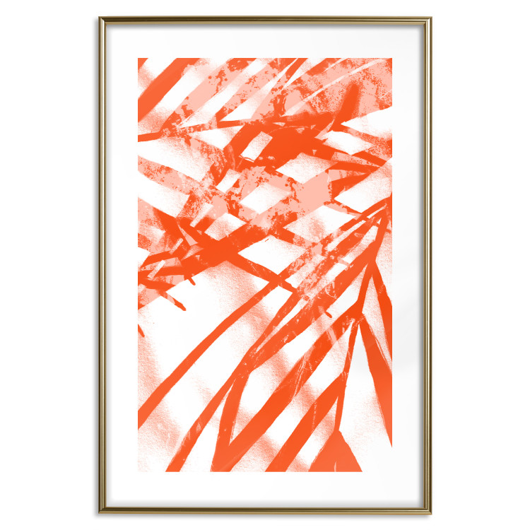 Poster Palm Composition - orange-red leaves of a tropical plant 119040 additionalImage 14