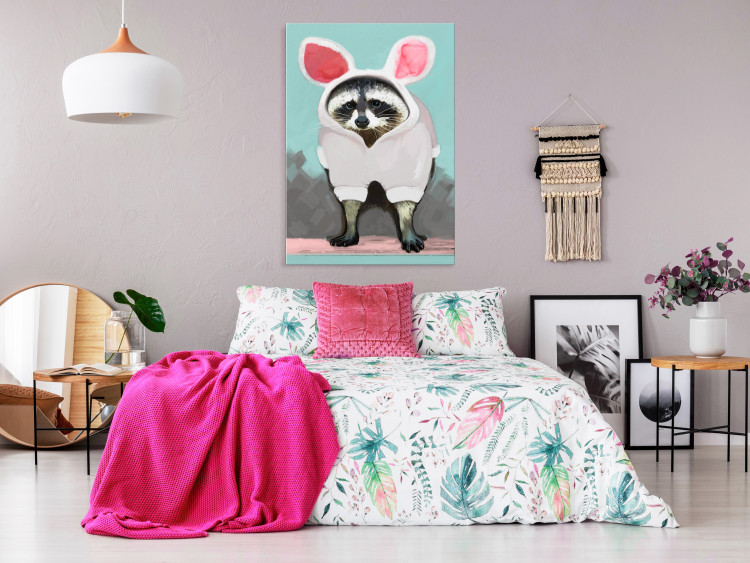 Canvas Print Raccoon disguised as a hare - a funny animal theme for a child's room 123040 additionalImage 3