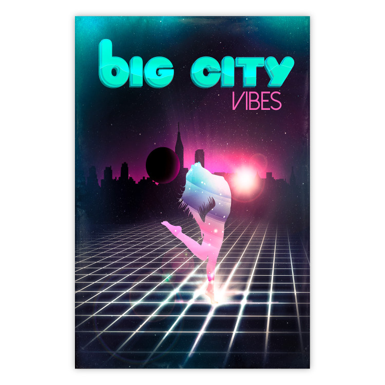 Wall Poster Big City Vibes - blue and pink captions in fantasy motif 123640