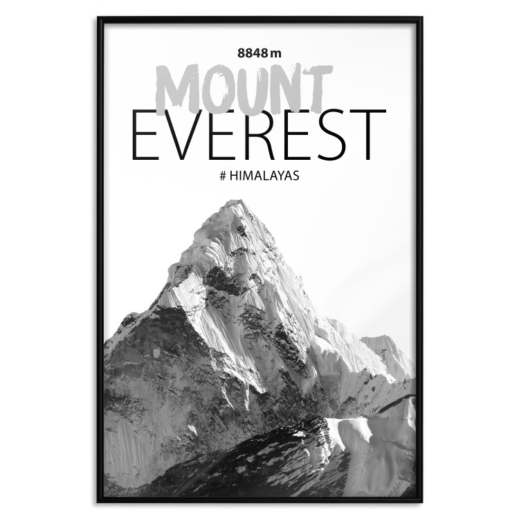 Poster Mount Everest - black and white mountain landscape with English captions 123740 additionalImage 18