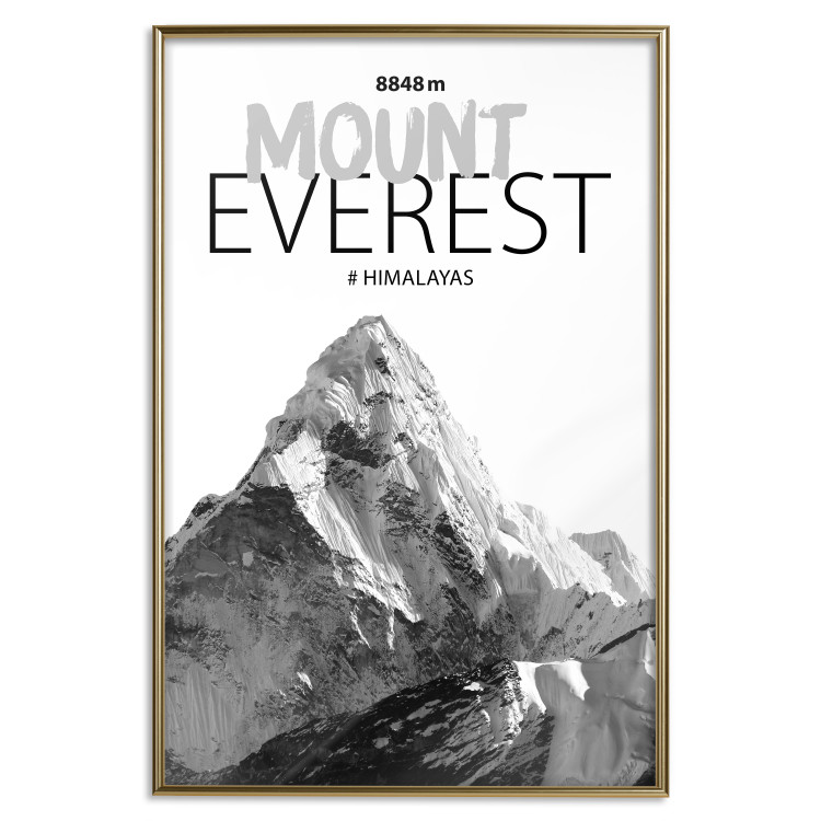 Poster Mount Everest - black and white mountain landscape with English captions 123740 additionalImage 16