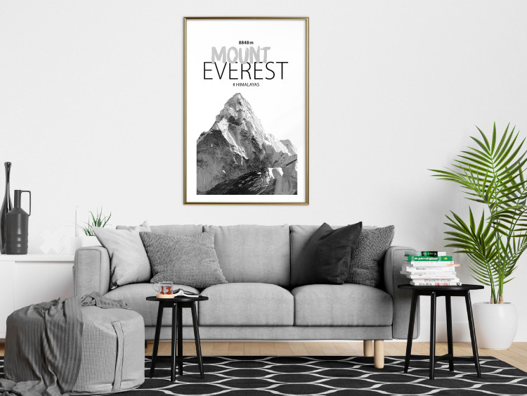 Poster Mount Everest - black and white mountain landscape with English captions 123740 additionalImage 13