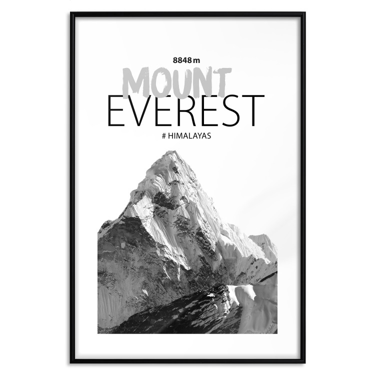 Poster Mount Everest - black and white mountain landscape with English captions 123740 additionalImage 15