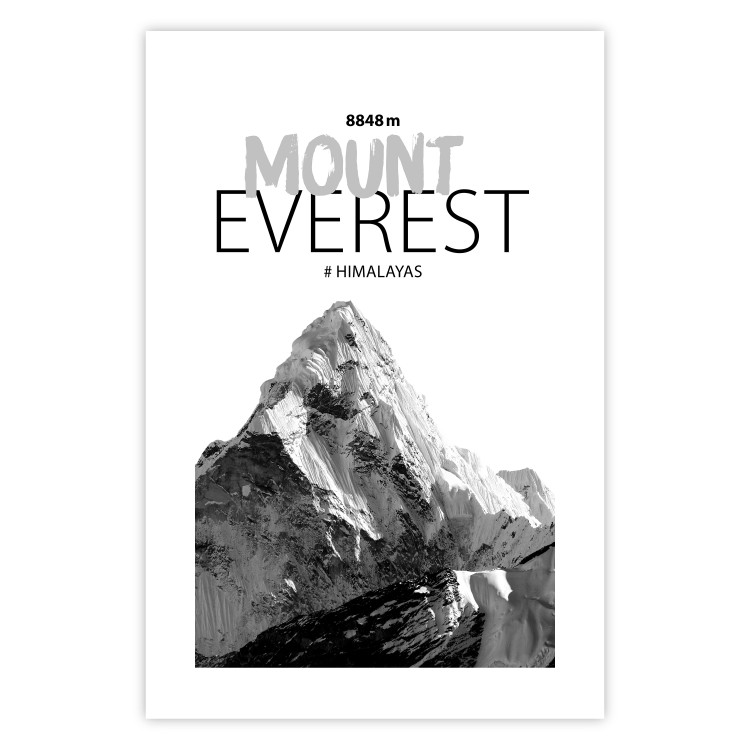 Poster Mount Everest - black and white mountain landscape with English captions 123740 additionalImage 19