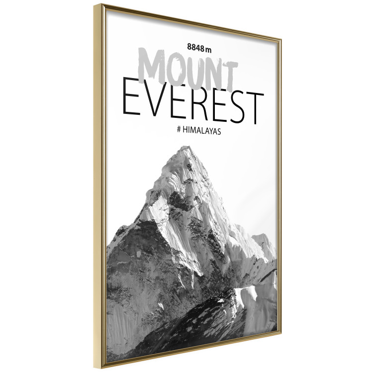 Poster Mount Everest - black and white mountain landscape with English captions 123740 additionalImage 12