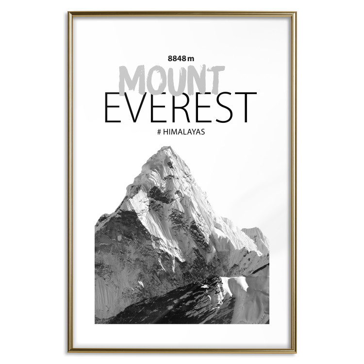 Poster Mount Everest - black and white mountain landscape with English captions 123740 additionalImage 14