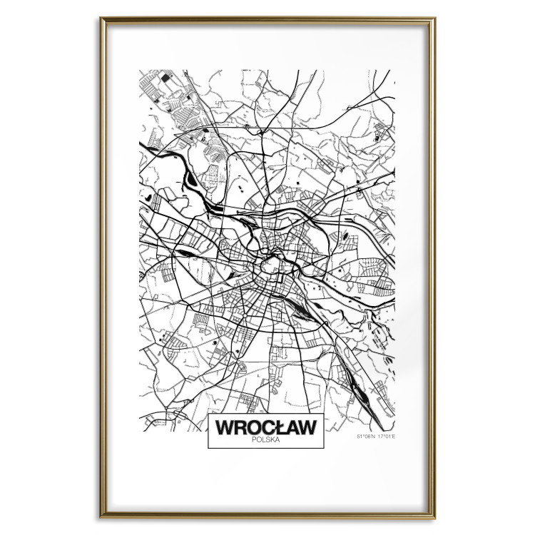 Wall Poster City Map: Wrocław - black and white map of Wrocław with city name 123840 additionalImage 16